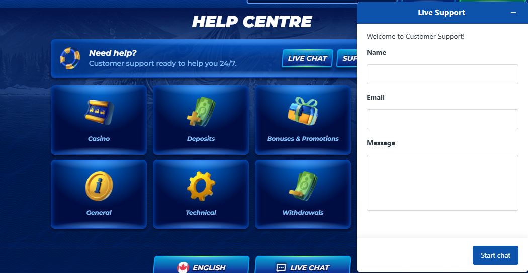 Contact live support and get instant help anytime 